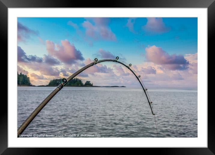 Bent Fishing Pole At Dusk Picture Framed & Mounted Wall Art in