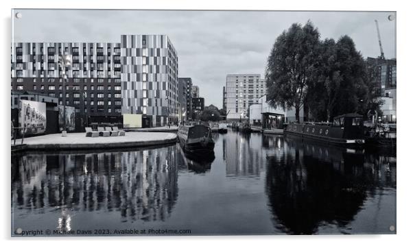 New Islington Marina, Monochrome Picture Acrylic Wall Art in Colour by ...