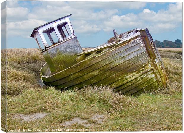 Old Derelict Abandoned Wooden Fishing Boat Thornh Picture Canvas Wall Art  in Colour by john hartley - #150978