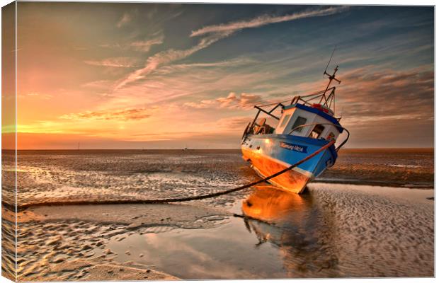 MORNING HAZE ( Small Fishing Boat ) Picture Canvas Wall Art in