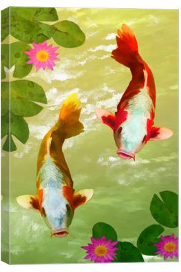 Koi Fish and Water Lily Art Board Print for Sale by Michael