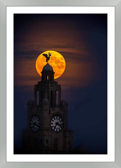 Buy Framed Mounted Prints of   Liverpool super moon through the haze by Rob Lester