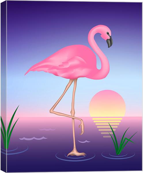 Pink Flamingo Picture Canvas Wall Art in Colour by Lidiya Drabchuk