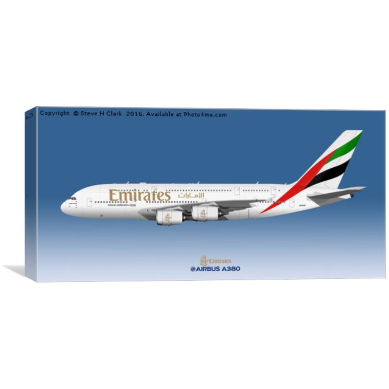 Illustration of Emirates Airbus A380 - Blue Version Kids T-Shirt by Steve H  Clark Photography - Fine Art America