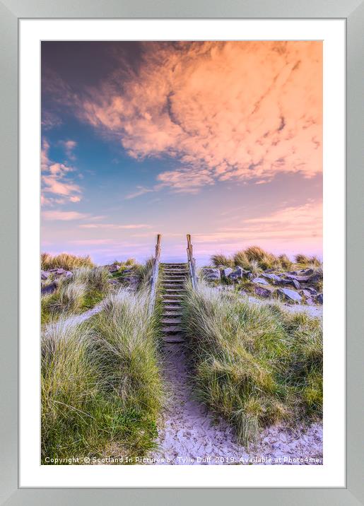 Buy Framed Mounted Prints of Stairway To Heaven -Majestic Findhorn Beach Sunset by Scotland In Pictures by Tylie Duff