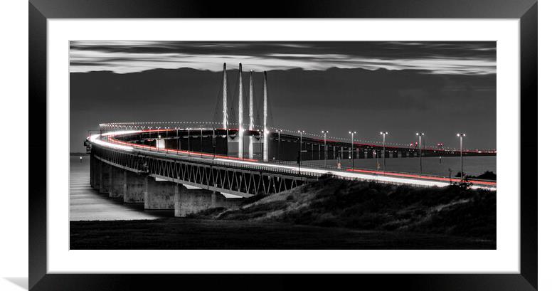 Buy Framed Mounted Prints of Rivers of Light Flowing Across the Oresund Bridge by K7 Photography
