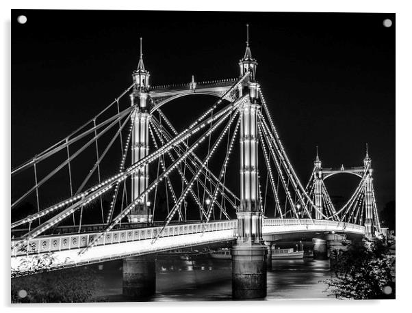  Albert Bridge in Black and White Acrylic by LensLight Traveler
