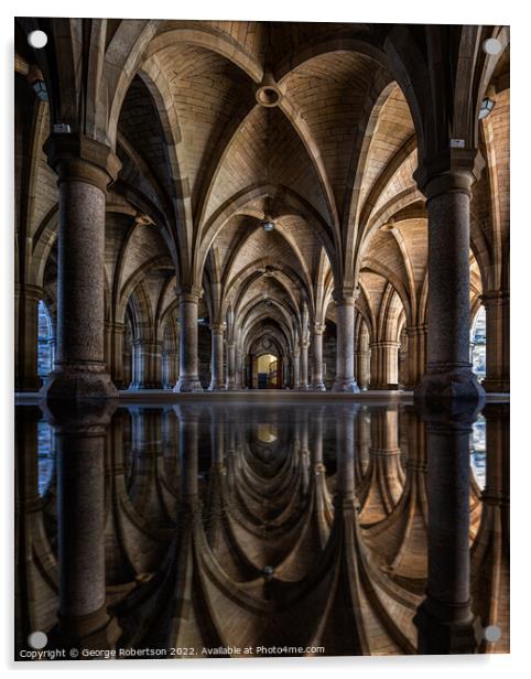 Reflections of Glasgow Universtity Cloisters Acrylic by George Robertson