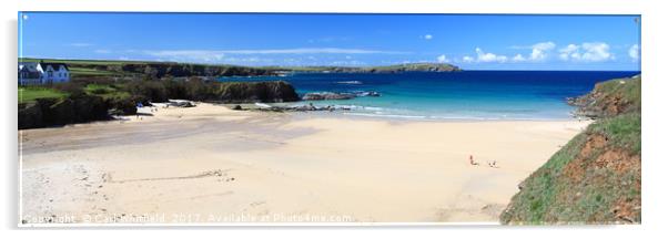 Trevone Bay in Cornwall Panoramic Acrylic by Carl Whitfield