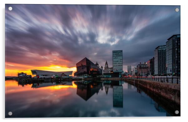 Liverpool's Canning Dock Sunset Acrylic by Andrew George