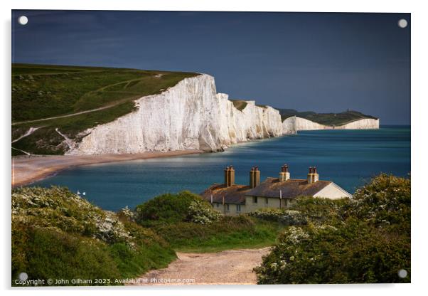 White Cliffs of The Seven Sisters at Cuckmere Have Acrylic by John Gilham