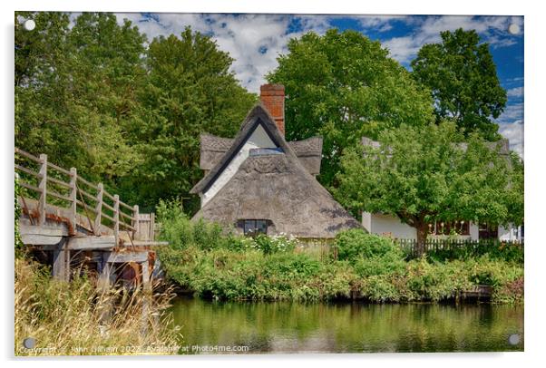 Bridge Cottage Flatford Suffolk UK Acrylic by John Gilham