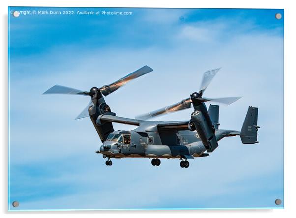Osprey Military Helicopter in flight Acrylic by Mark Dunn