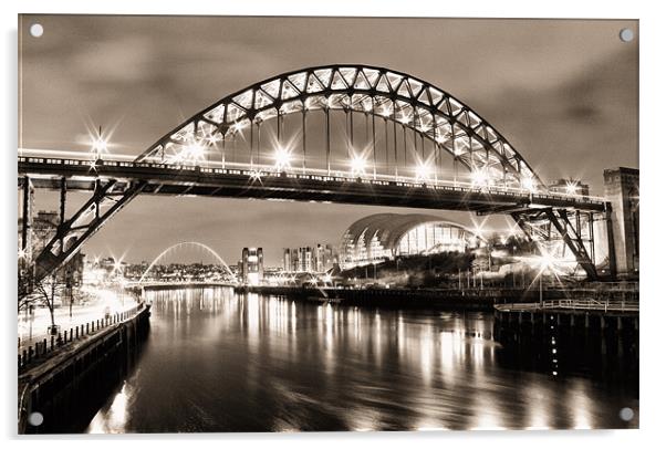 The Bright Lights of Newcastle Upon Tyne Acrylic by Toon Photography