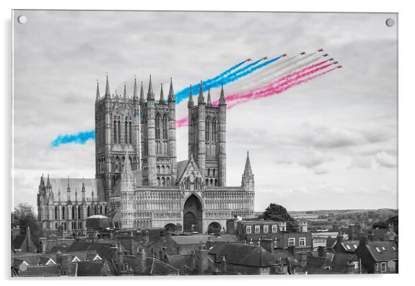 Red Arrows Lincoln Cathedral Colour Pop Acrylic by J Biggadike