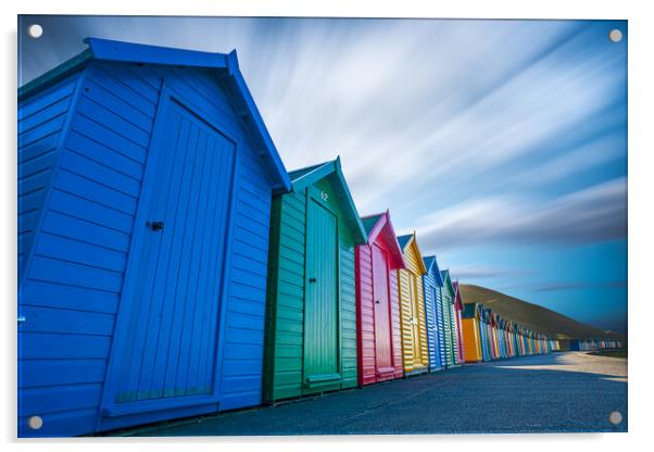 Whitby Beach Huts Acrylic by J Biggadike