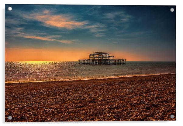 Brighton west Pier Sunset Acrylic by Dean Messenger