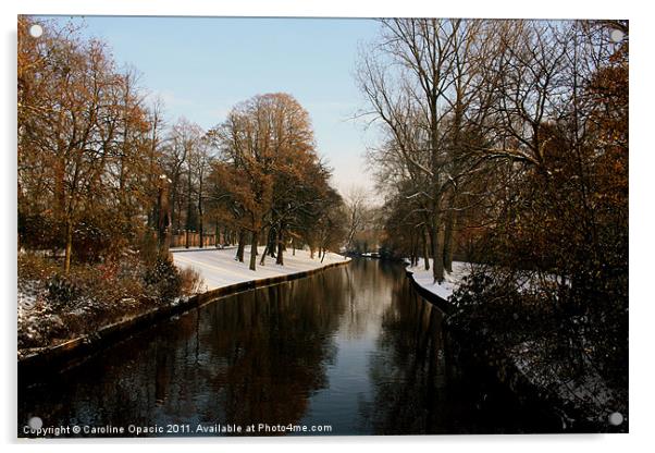 Snow covered Bruges Acrylic by Caroline Opacic