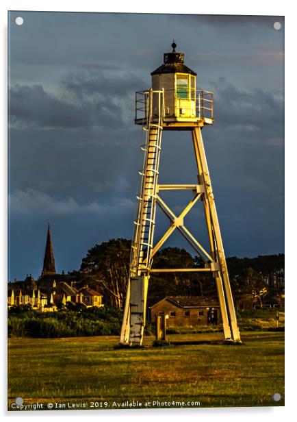 East Cote Light Tower Silloth Acrylic by Ian Lewis