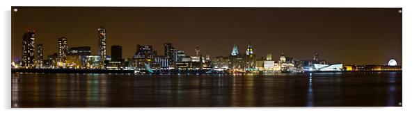 Panoramic Liverpool skyline by night Acrylic by Paul Farrell Photography