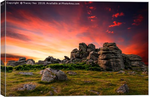 Hound Tor Sunset Canvas Print by Tracey Yeo
