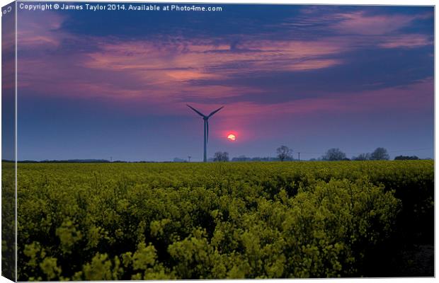 Sunset over looking Martham, Norfolk Canvas Print by James Taylor