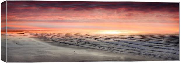 Red Sky over Saunton Sands Devon Canvas Print by Mike Gorton