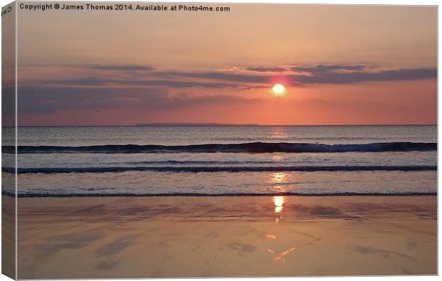 Sunset Woolacombe Beach Canvas Print by James Thomas