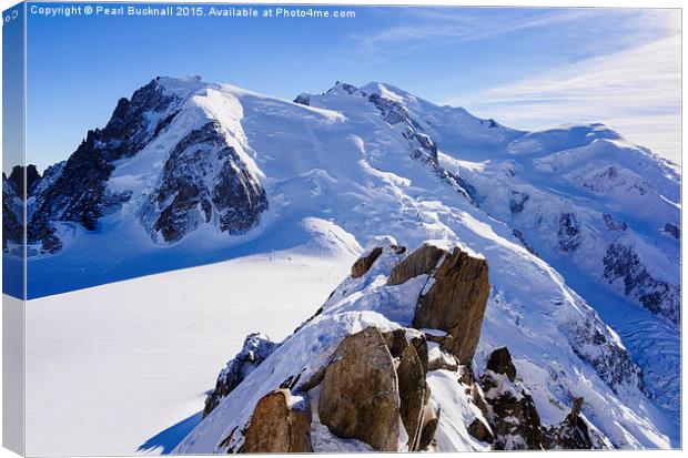 Mont Blanc Massif in Winter Snow Canvas Print by Pearl Bucknall