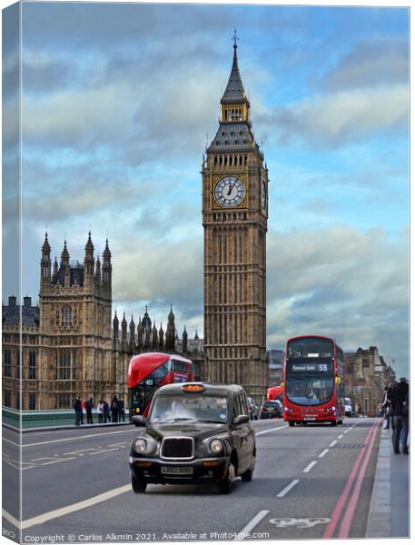 London, UK - Iconic Elizabeth Tower / Big Ben Canvas Print by Carlos Alkmin