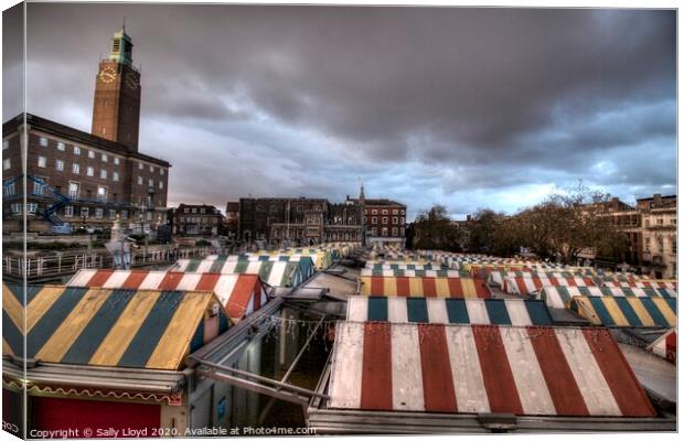Norwich Market and City Hall Canvas Print by Sally Lloyd