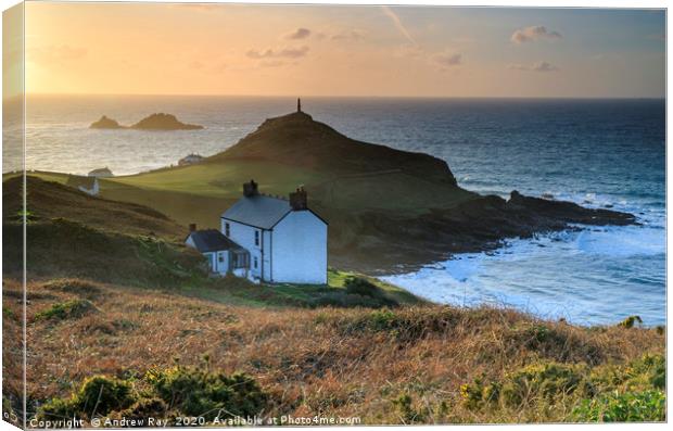 Late light on Cape Cornwall Canvas Print by Andrew Ray