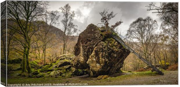 The Iconic Bowder Stone: Borrowdale's Marvel Canvas Print by Ray Pritchard