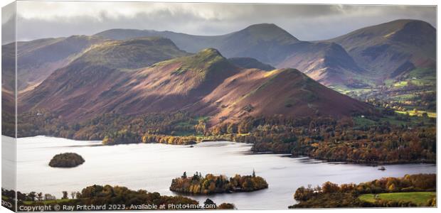 View of Derwent Water and Catbells Canvas Print by Ray Pritchard