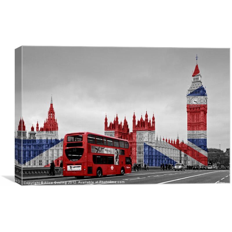 Red London Bus Canvas Wall Art 3 Panel for your Living Room 