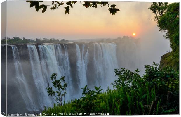 "The smoke that thunders" - Victoria Falls sunrise Canvas Print by Angus McComiskey