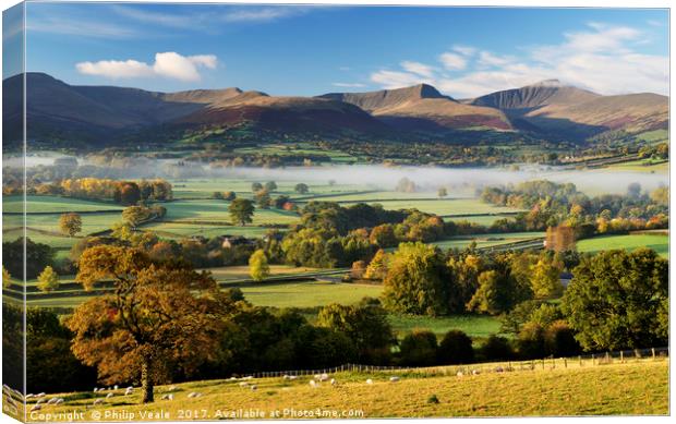 Pen y Fan and Cribyn, The Brecon Beacons. Canvas Print by Philip Veale