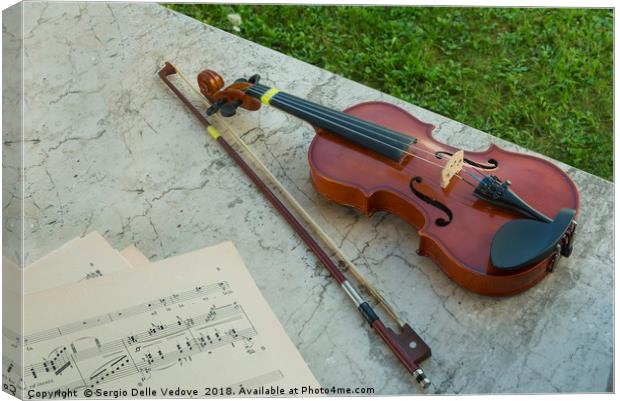 Violin and musical score Canvas Print by Sergio Delle Vedove