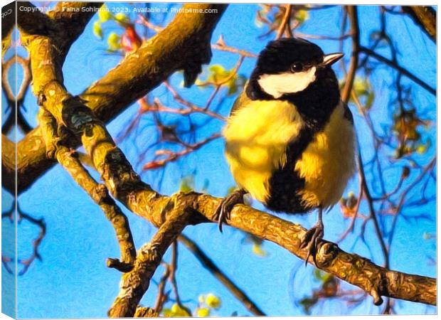 Great Tit, Parus Major in the Spring Canvas Print by Taina Sohlman