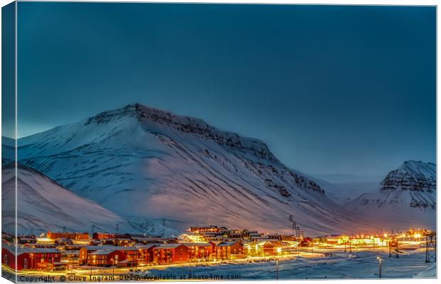 Longyearbyen as night falls Canvas Print by Clive Ingram