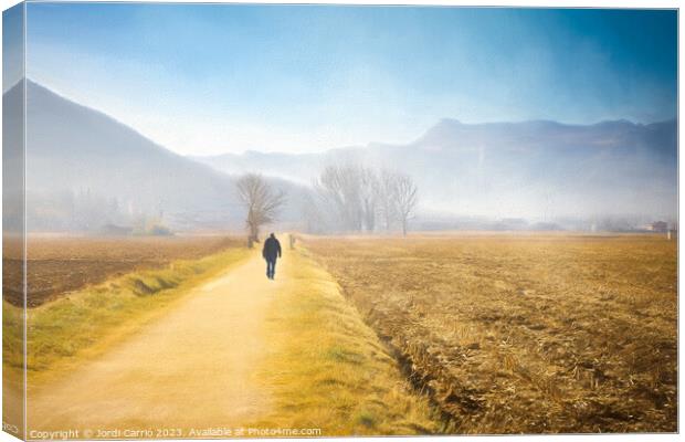 Fog on the greenway of the valley of Les Preses, La Garrotxa - 1 Canvas Print by Jordi Carrió