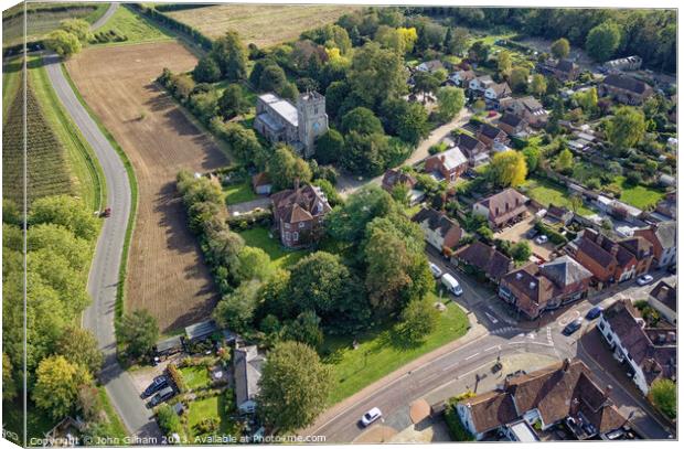 Drone shot of East Malling Village in the county of Kent UK Canvas Print by John Gilham
