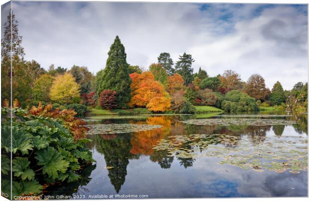 Autumn colours beyond the lake Canvas Print by John Gilham