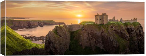 Dunnottar Castle Sunrise Panorama 5/2 Canvas Print by DAVID FRANCIS
