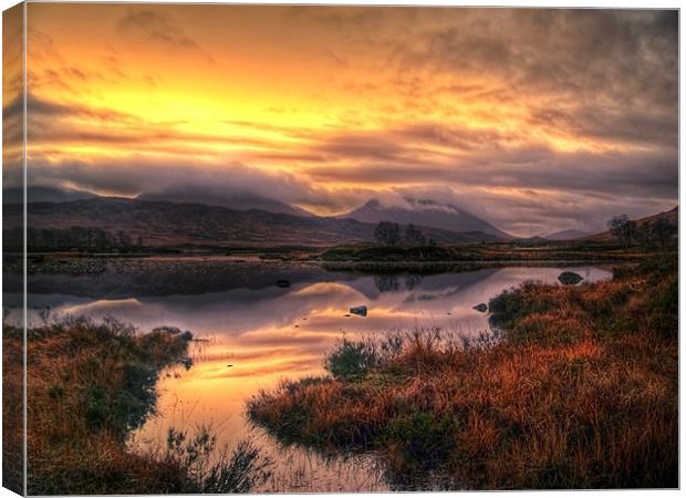 Golden Sunrise Over Loch Ba Canvas Print by Aj’s Images