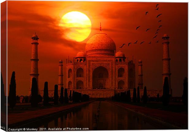 Taj Mahal Sunset Canvas Print by Anthony Michael 