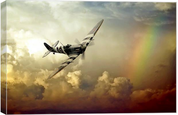  Spitfire Passing Through The Storm  Canvas Print by J Biggadike