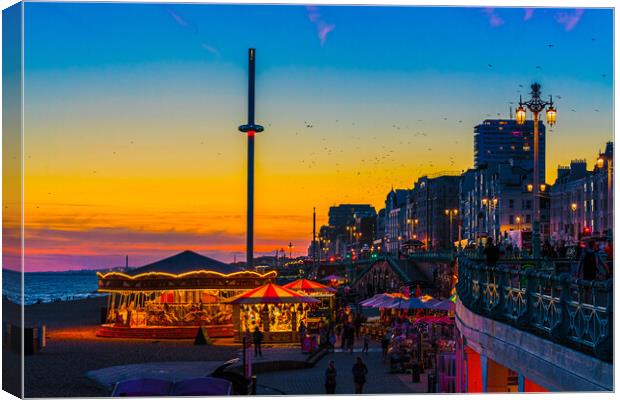 Brighton Seafront Sunset Canvas Print by Chris Lord