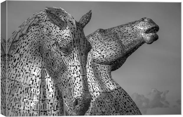  Kelpies - Black and White Canvas Print by Gerry Greer