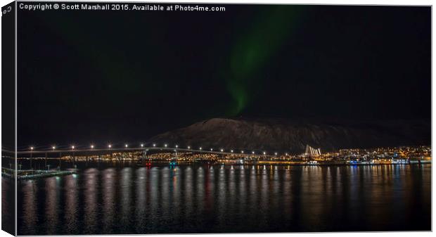 Tromso Arctic Cathedral Lightshow Canvas Print by Scott K Marshall